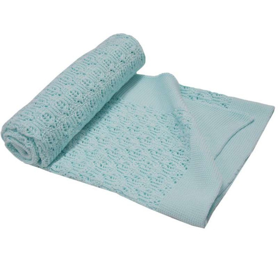 „Eko“ antklodė Art.PLE-45 Turquoise Minkšta medvilninė antklodė (languota) 80x80cm