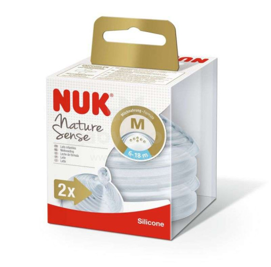 Nuk Nature Sense Art.SA97 силиконовая соска для молока 2M 6-18м,2 шт.
