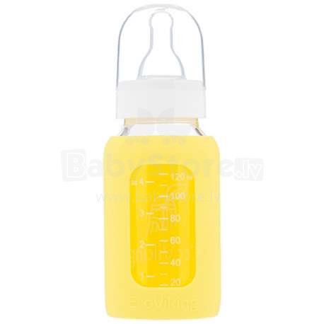 EcoViking Yellow Art.107336 Антиколиковая стеклянная бутылочка для кормления, 120мл