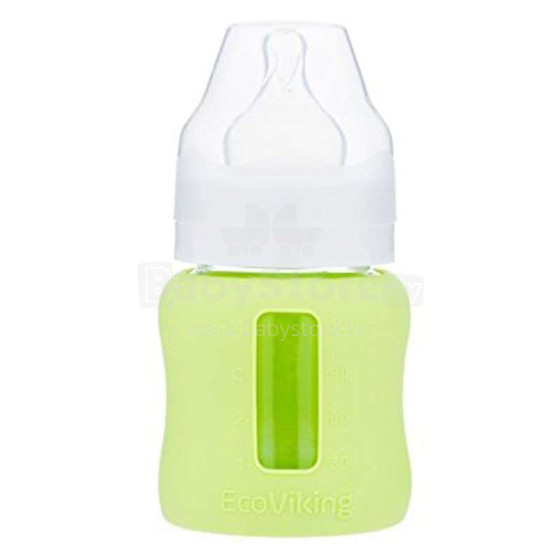 EcoViking Green Art.107346  Антиколиковая стеклянная бутылочка для кормления, 120мл