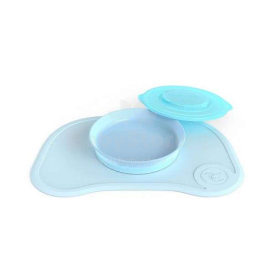 Mini Twisthake Click Mat plokštelė Art.78130 Pastelinis mėlynas neslystantis kūdikių maitinimo kilimėlis su dubenėliu