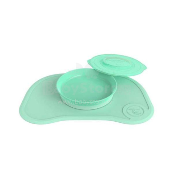 „Twistshake Click Mat Mini Plate“ gaminys, 78131 pastelinis žalias neslystantis kūdikių maitinimo kilimėlis su dubeniu