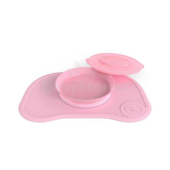 „Twistshake Click Mat Mini Plate“ prekės Nr. 78129 Pastelinės rožinės spalvos neslystantis kūdikių maitinimo kilimėlis su dubenėliu