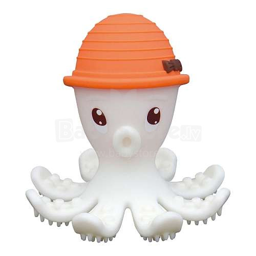 Žaislų „Mombella Octopus Teether“ žaislas. P8034-1 Oranžinis kramtomasis žaislinis aštuonkojis
