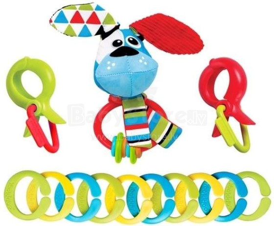 Yookidoo Clips Rattle N' Links Dog Art.40152 Piekarināma rotaļlieta ratiem/ autosēdeklim