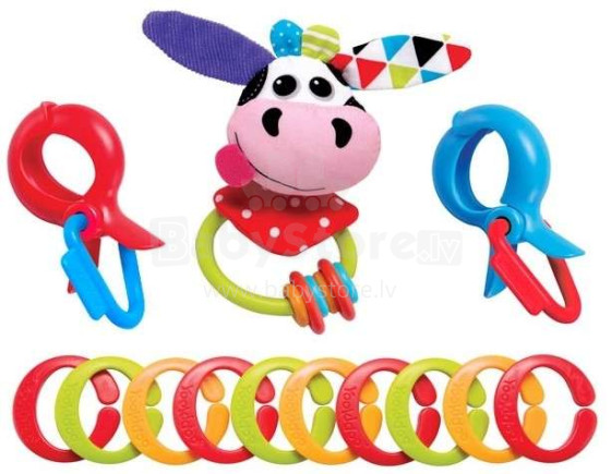 Yookidoo Clips Rattle N' Links Cow Art.40153 Piekarināma rotaļlieta ratiem/ autosēdeklim