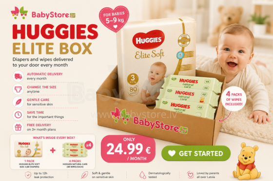 „Huggies Elite Box“ prenumerata – komfortas ir priežiūra jūsų kūdikiui kiekvieną mėnesį