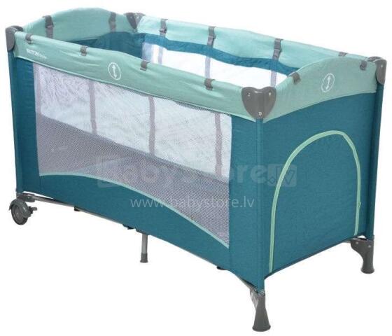 „Britton Siesta Art.B2468 Ocean Green“ Dviejų lygių kūdikių vaikiška lovelė su ratukais