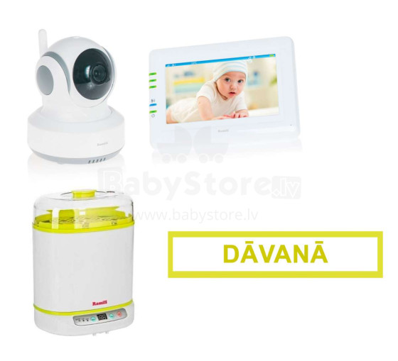 Ramili Baby Art.RV900 + BSS150 Vaizdo laidas Kūdikių stebėjimo sistema + buteliukų sterilizatorius