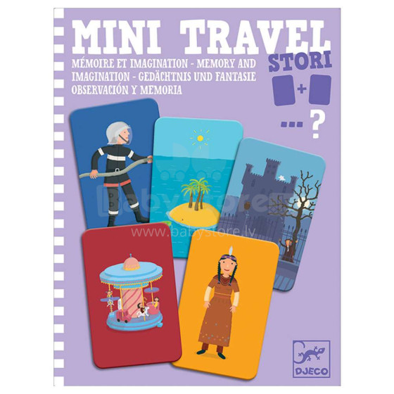 „Djeco Mini Travel Art“. DJ05372 mini žaidimų atminties ir vaizduotės žaidimų istorijos
