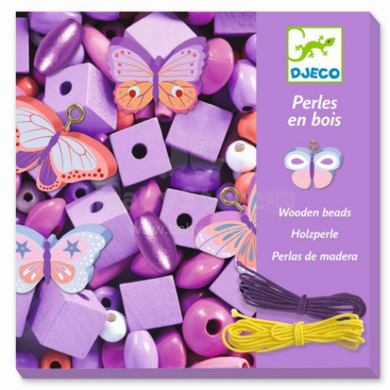 „Djeco“ karoliukų rinkiniai Art.DJ09810 Mediniai karoliukai