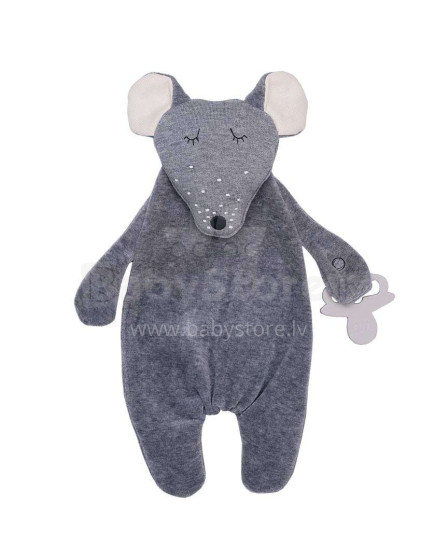 „Wooly Organic Mouse Art. T-84-M-05 Premium“ - minkštos ekologiškos medvilnės žaislų miegmaišis su pelės laikiklio pele (100% natūralus)