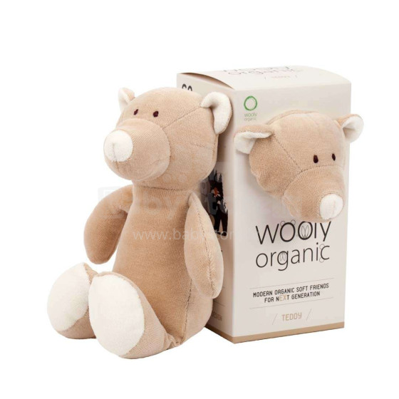 Wooly Organic Art.00102 Augstākas kvalitātes - Eko kokvilnas mīksta rotaļlieta lācis, (100% dabisks)