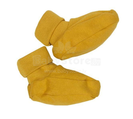 Wooly Organic Booties Art.109088 „Golden Yellow Premium“ - „Eco Cotton“ kūdikių batai