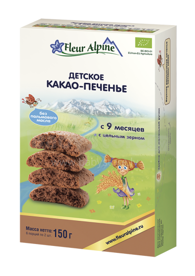Fleur Alpine Art.109221 Детское растворимое печенье с какао,150г