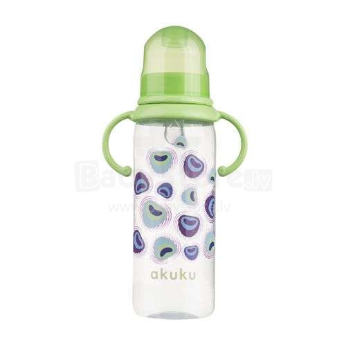 Akuku Art.A0013 Green Бутылочка с ручками 250мл и силиконовой соской 0м+