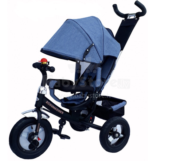 Schumacher Art.BT-859 Blue Детский трехколесный интерактивный велосипед c надувными колёсами, ручкой управления и крышей