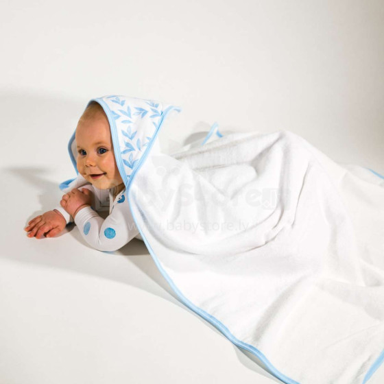 FriendFashion Hooded Towel Art.113356 Blue Leaves Bērnu dvielis ar kapuci 90x90cm