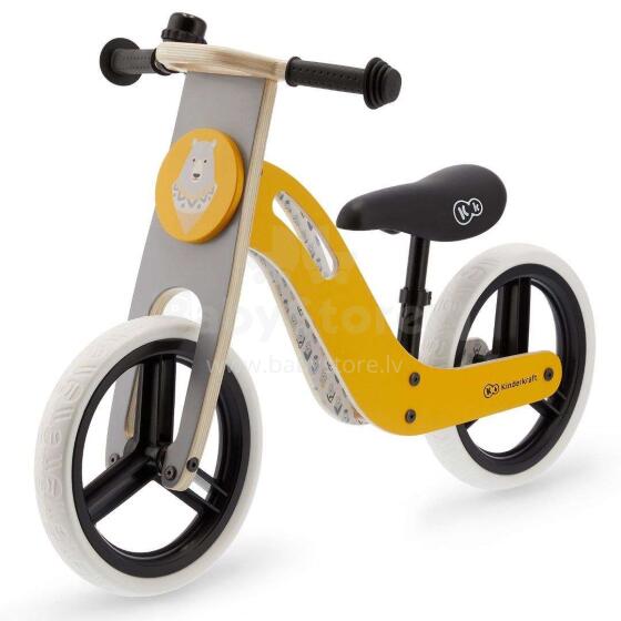Vaikiškas motoroleris „KinderKraft Balance Uniq Art.KKRUNIQHNY0000 Honey“ su mediniu rėmu