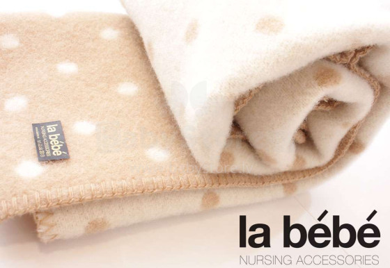 La bebe™ Wool Art.113477 Beige dots Baby blanket (New Zeland), 70x100cm