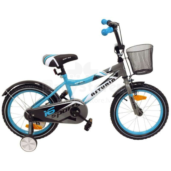 Baby Mix Art.UR-999G-16 Azure Bērnu divritenis (velosipēds) ar palīgriteņiem