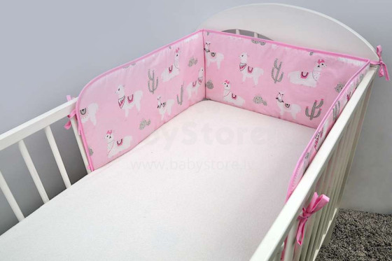 Ankras LAMA Pink Art.114114 Bērnu gultiņas aizsargapmale 180 cm