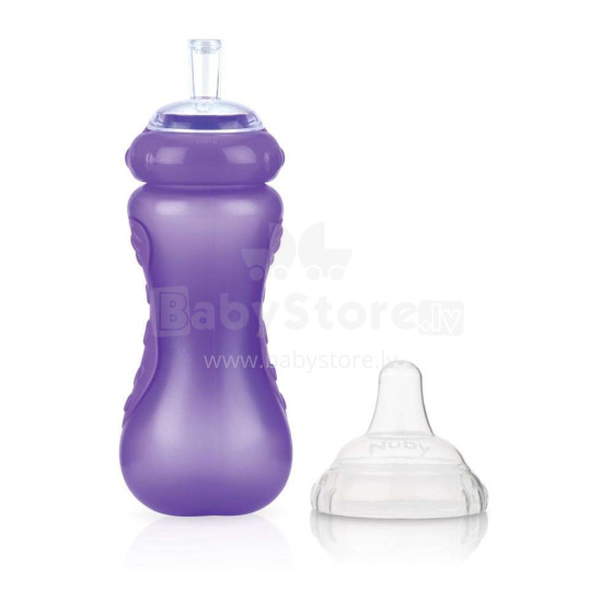 „Nuby“ menas. 1208 purpurinis butelis su minkštais šiaudais-Sport 300 ml