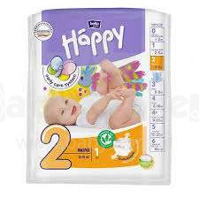 Happy Mini vaikiškos sauskelnės 2 dydis nuo 3-6kg, 1vnt.