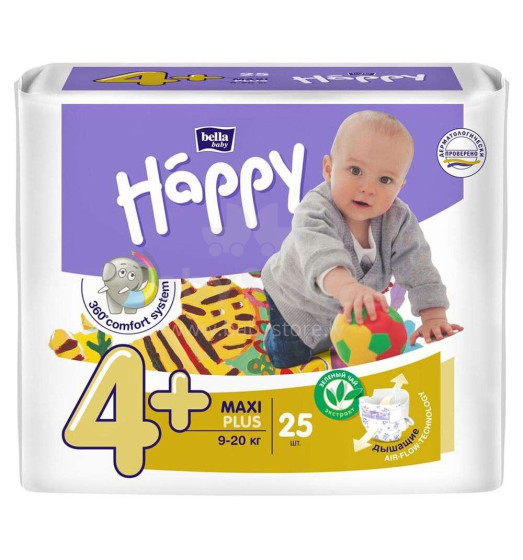 Happy Maxi Plus Art.114834 Baby diapers 4+size from 9-20 kg, 1 pc.