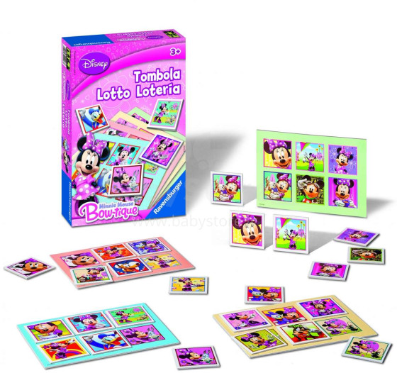 „Ravensburger Art.22206U 3in1 Minnie Mouse Game Domino“, „Lotto“, „Atmintis“