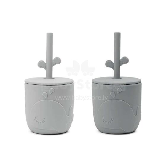 Done by Deer Peekaboo straw cup 2-pack Wally Grey