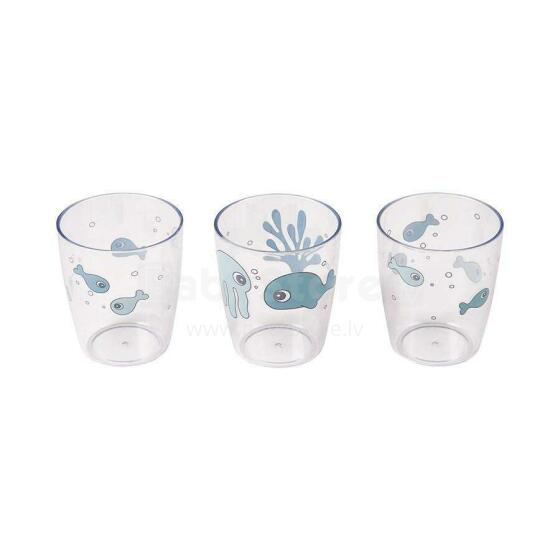 Done by Deer Yummy mini vaikiška stiklinė 3pcs Sea friends, Blue 120 ml