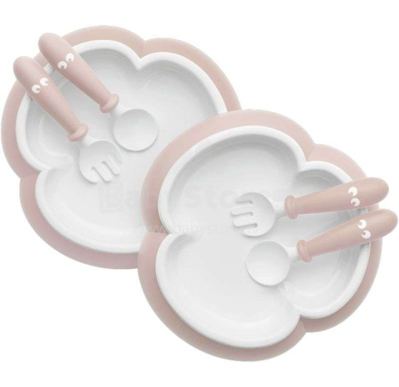 „Babybjorn Plate & Spoon Art.074064“ rožinių stalo įrankių rinkinys (6 vnt.)