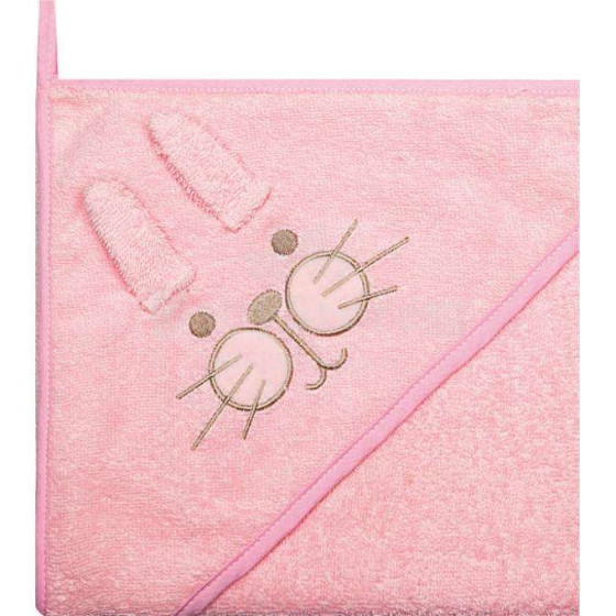 Womar rankšluostis Art.3-Z-OK-088 Rožinis Vaikiškas kilpinis rankšluostis su gobtuvu 100 x 100 cm