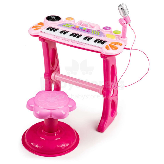 EcoToys Electronic Keyboard  Art.HC490441 Pink Sintezators ar mikrofonu ar skaņas un gaismas efektiem