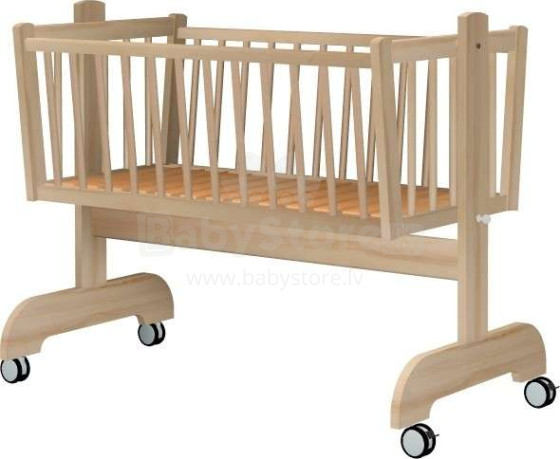 Kūdikių lopšių klubas KR Art.117600 Natūralus vaikų medinis lopšys pagamintas iš natūralaus pušies masyvo 90x40cm