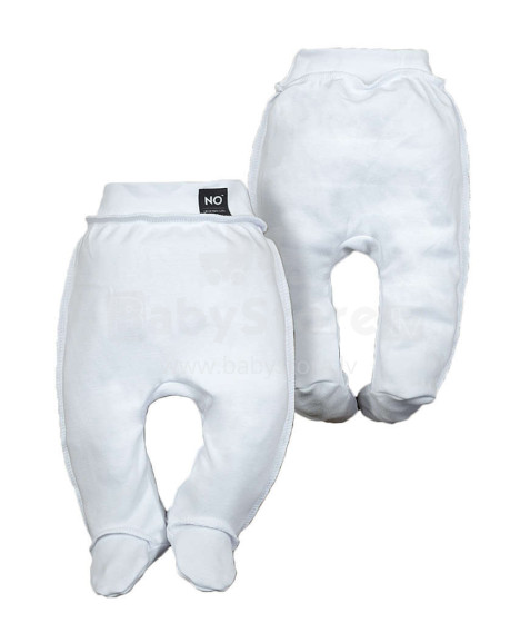 La Bebe™ NO Baby Pants Art.117712 White Zīdaiņu bikses ar plato jostu un pēdiņam no kokvilnas