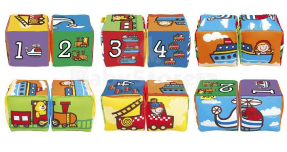 K's Kids Match Blocks Vehicles Art.KA10756  Мягкие кубики  с картинками
