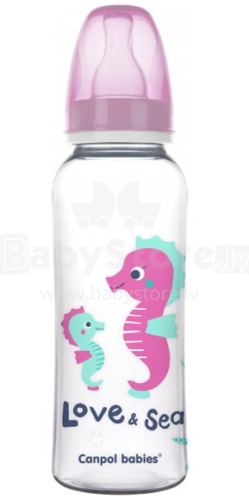 Canpol Babies Love and Sea Art.59/400  Бутылочка пластик BPA Free, соска cиликоновая, 250 мл.