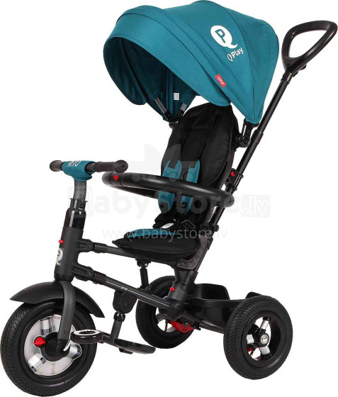 Aga Design QPlay Rito Art.S380 Turquoise Детский трехколесный  велосипед c ручкой управления , крышей