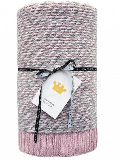 „Lullalove Cozy“ antklodė Art.118772 Pink Pink minkštos medvilnės antklodė (languota) 100x90cm