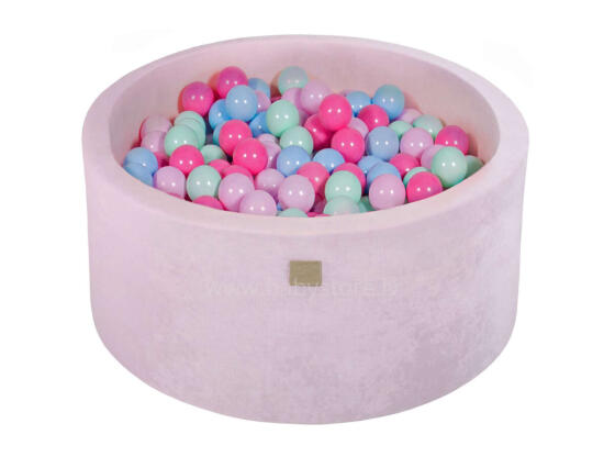 MeowBaby® Color Round Velvet Art.119999 Rožinis sausas baseinas su kamuoliukais (250vnt.)