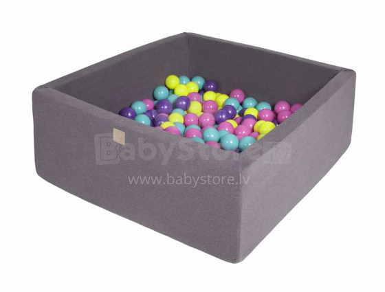 MeowBaby® Color Square Art.120002 Dark Grey Sauss baseins ar bumbiņām(200gab.)