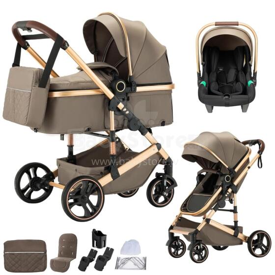 Kidsworld Bebby 3 in 1 Art.H-9 Brown Universalus 3 viename vežimėlis