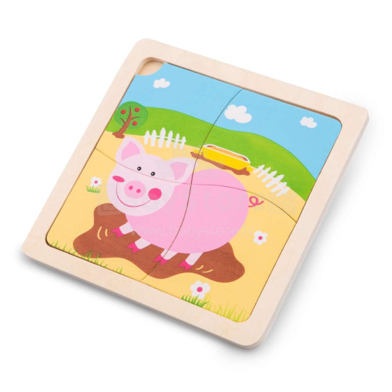 Naujas klasikinių žaislų mini dėlionės kiaulės art.10528 medinis vaikiškas galvosūkis