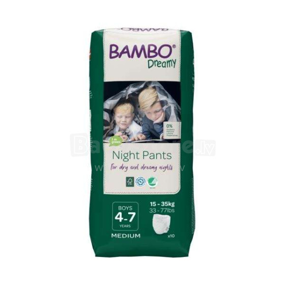 Bambo Dreamy Night Pants Art.NBAMB9883 Boys  Экологические подгузники-трусики детям от 4 до 7 лет (15-35кг) ,10 шт.