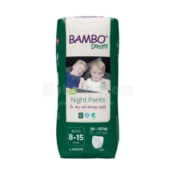 Bambo Dreamy Night Pants Art.NBAMB9899 Berniukų ekologiškos kelnaitės nuo 8 iki 15 metų (35-50 kg), 10vnt.