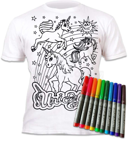 Splat Planet T-Shirt Unicorns Art.SP70211  Детская футболка с фломастерами