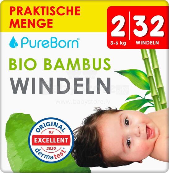 Pureborn Organic Bamboo Art.121311 Ekologiškos kelnaitės iš bambuko pluošto 2 dydžio, 3-6 kg