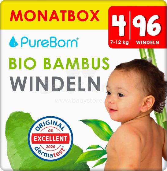 Pureborn Organic Bamboo Art.121313 Ekologiškos kelnaitės iš 4 bambuko pluošto, 7-12 kg